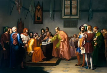 Brunelleschi realiza el experimento del huevo
